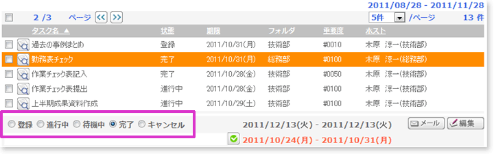 予定期間と状態管理